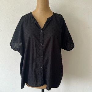 Curation Emerson Fry OS black cotton lightweight blouse textured fabric, VCUG